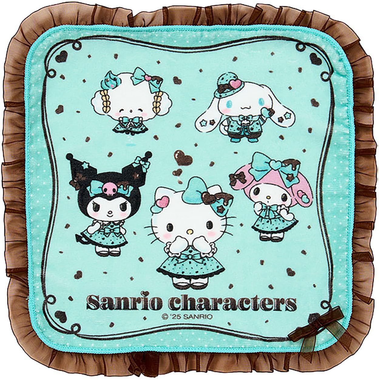 Sanrio 444626 Petite Towel (Chocolate Mint), Sanrio Characters, Body: 100% Cotton, Ruffle: 100% Polyester, Handkerchief
