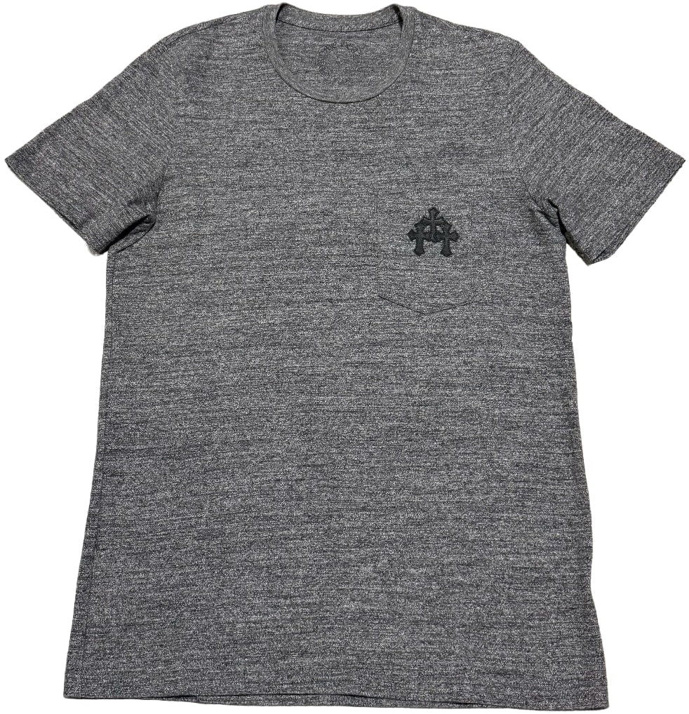 CHROME HEARTS 'GREY' TRIPLE LEATHER CROSS PATCH POCKET TEE
