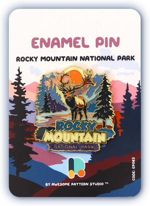 Pin esmaltado - Parque Nacional de las Montañas Rocosas. Edición de coleccionista, duradero y elegante Pin de recuerdo para mochilas, chaquetas, sombreros y accesorios, regalo para amantes del parque