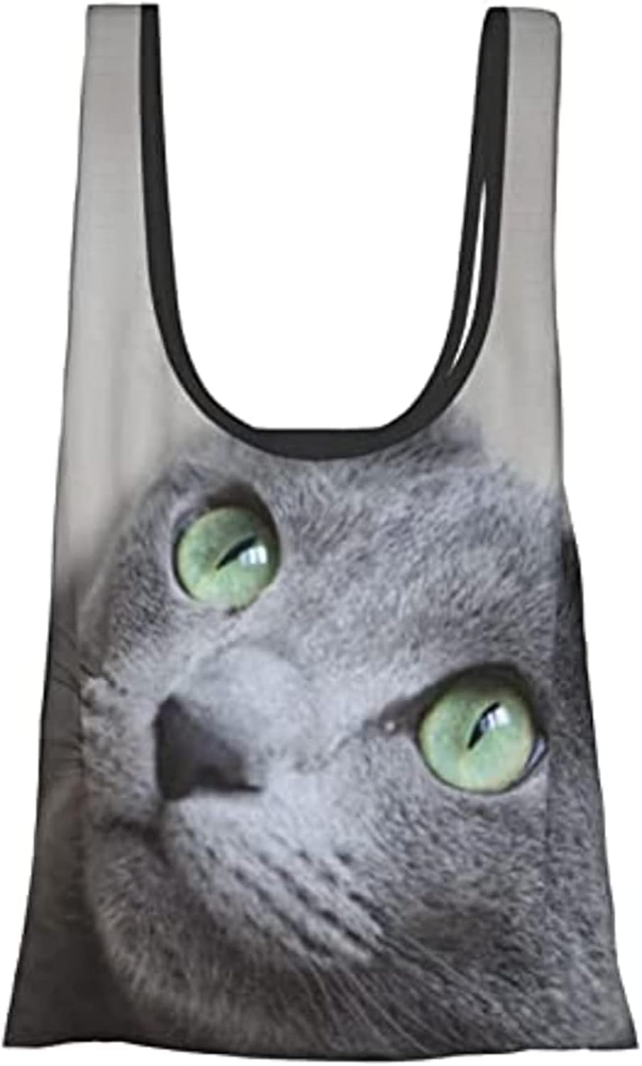 Folding Eco Bag, Siamese Cat, Photographic, Cute Shopping Bag, Waterproof, Large Capacity, Compact, Tote Bag, With Pockets, Lightweight, Convenience Store, Anime, Goods, Present, fish blue cat