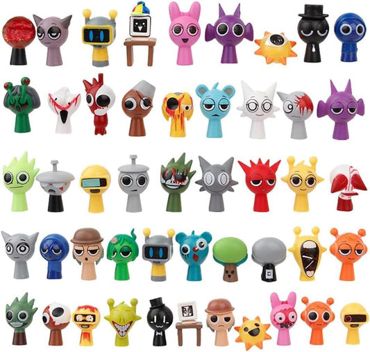 Splanky Figure, Doll Blocks, Sprunki Toy, Toy, Doll, Goods, Height 1.6 - 2.0 inches (4 - 5 cm), Collector Doll, 24-Piece Set, Pre-Painted Finished Product (Set of 48)