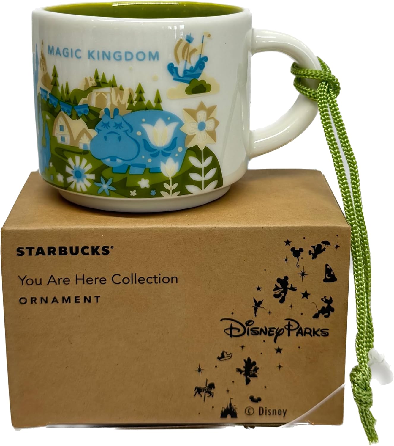Disney Parks Magic Kingdom You Are Here Starbucks Taza Demitasse Adorno de 2 onzas