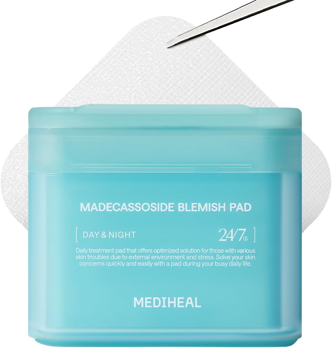 MEDIHEAL: Square Toner Pad (Madecassoside) 100 Sheets 6.7 fl oz (170 ml), Square Facial Toner Pads (Madecassoside) 100P, 6.7 fl oz (170 ml), Blemish Pad