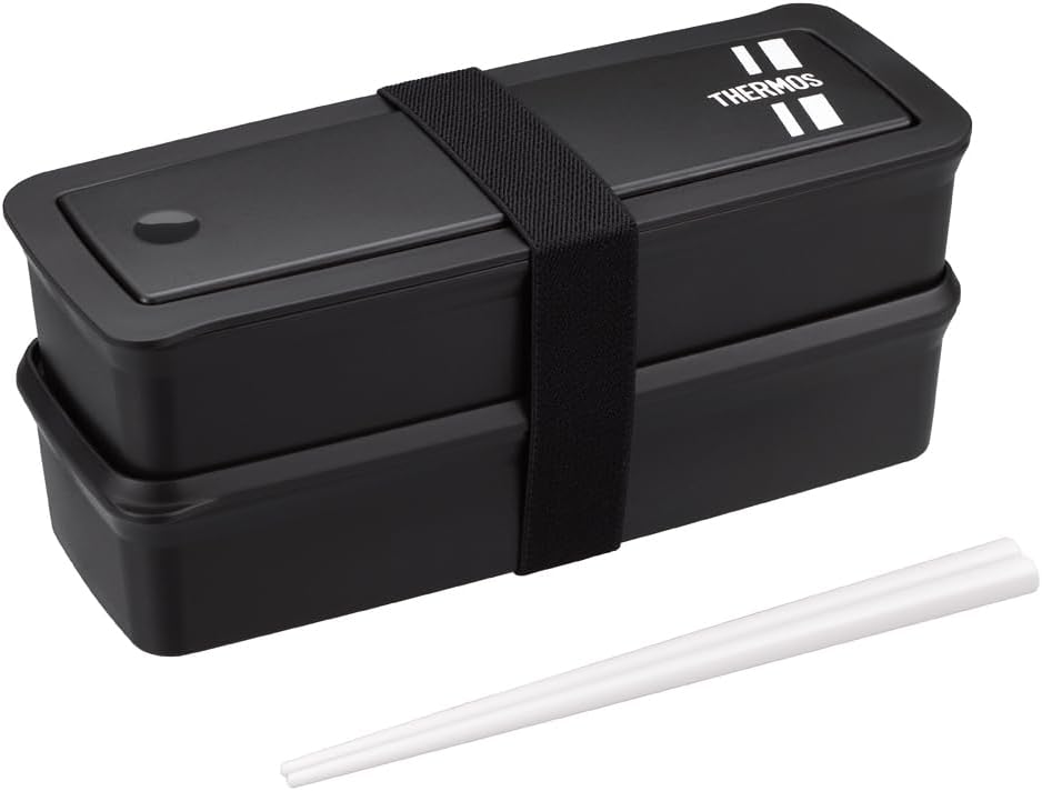 Thermos DJS-981W BKSL 2-Tier Fresh Lunch Box with Chopsticks, 32.8 fl oz (980 ml), Black Silver
