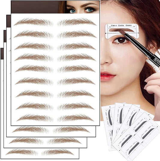 HORJIA Eyebrow Tattoo Stickers Eyebrow Permanent Eyebrow Stickers [8 Pairs with Eyebrow Template] Makeup Sticker Eyebrow 40 Pairs 4D6D Natural Eyebrow Eyebrow Never Fade Waterproof Eyebrow Tattoo