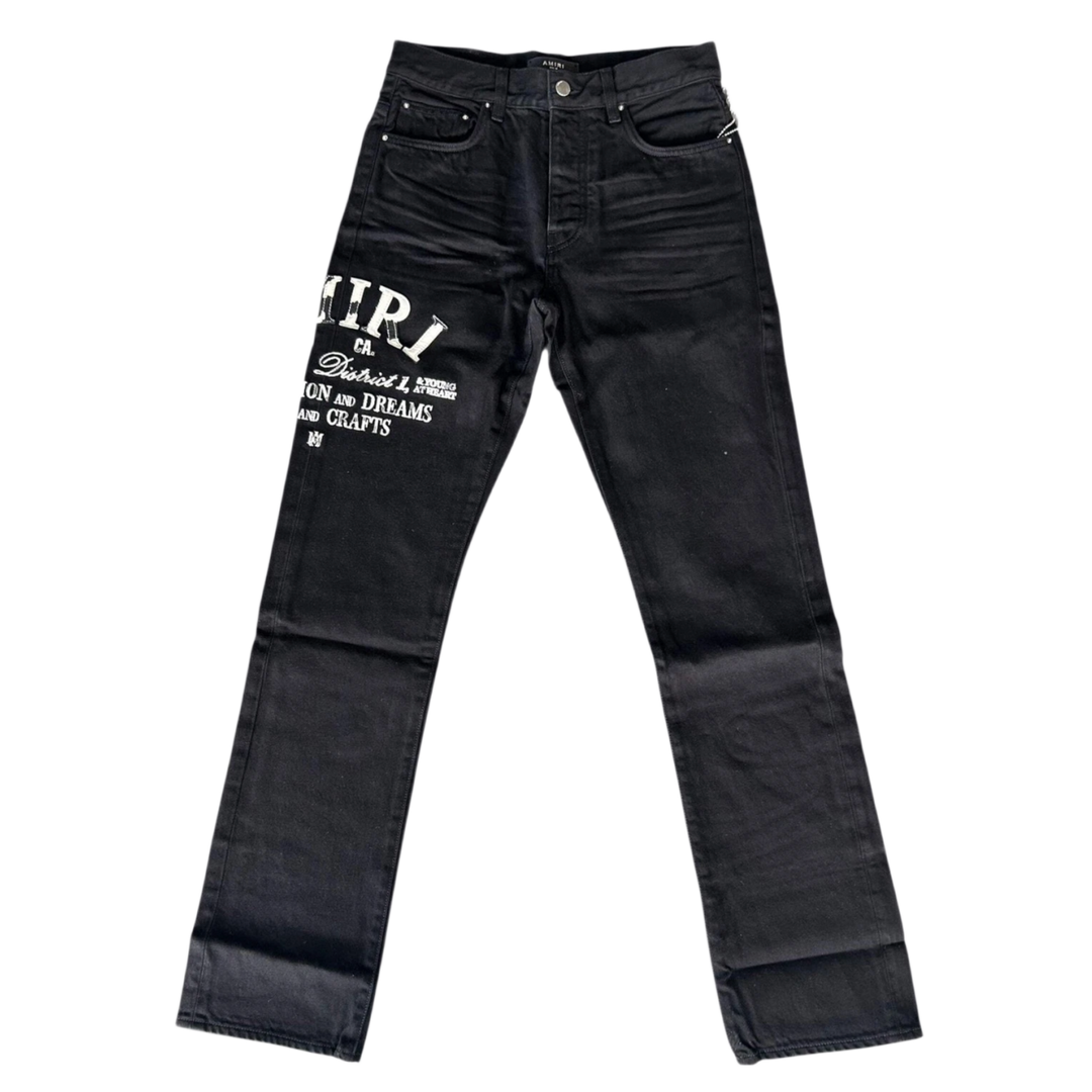 AMIRI 'ARTS DISTRICT LOGO' BLACK JEANS