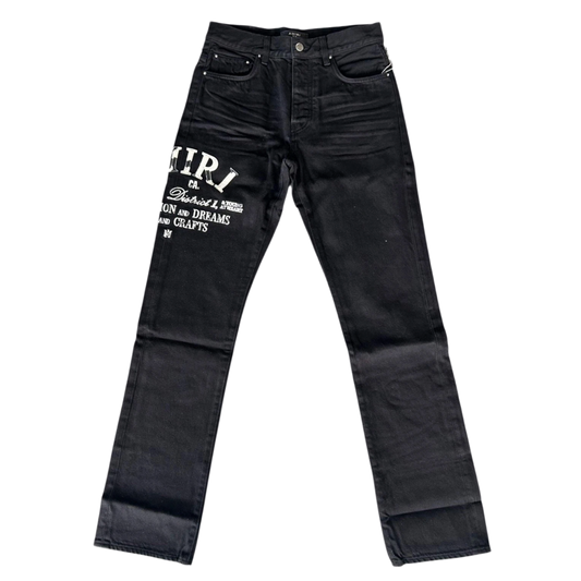AMIRI 'ARTS DISTRICT LOGO' BLACK JEANS