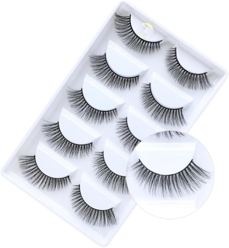 5ペア つけまつげ まつげ アイラッシュ 超濃密 束感 ロング フェイクミンク 舞台 ステージ 発表会 ダンス チア フィットネス大会 コスプレ 目尻長め ふさふさ まつ毛のり・ピンセット付き 繰り返し使える 3D 競技 (5N) (5N)