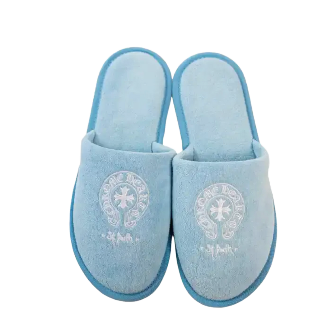 CHROME HEARTS 'ST BARTH'S' BLUE HOTEL SLIPPERS