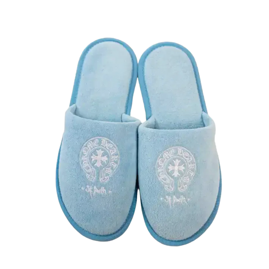 CHROME HEARTS 'ST BARTH'S' BLUE HOTEL SLIPPERS