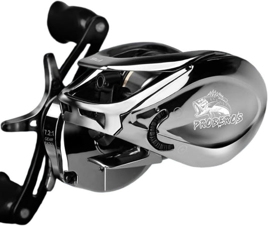 ベイトリール 遠投 7.2:1 防バックラッシュ設計 5+1BB ドラグ音付き