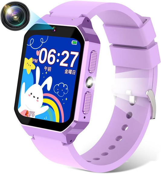 Children's Wristwatch, 1.69 inch (400,000 High Pixels), Smart Watch for Kids, Girls, Boys, Toys, Pedometer, Selfie, Recording, Music Playback, English Learning Cards, Audio Books, 32 Different Games,