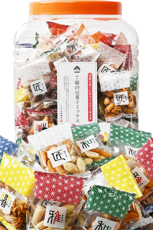 Snack Mix Assortment Kaki Pea Nuts [7 Types of Bean Snacks Mix] Persimmon Seeds Peanuts Groundnuts (Individually Wrapped/For Snacks or Tea Time) Arare Okakim Bata Pea Sennari Shokai [Tsumami-Kura
