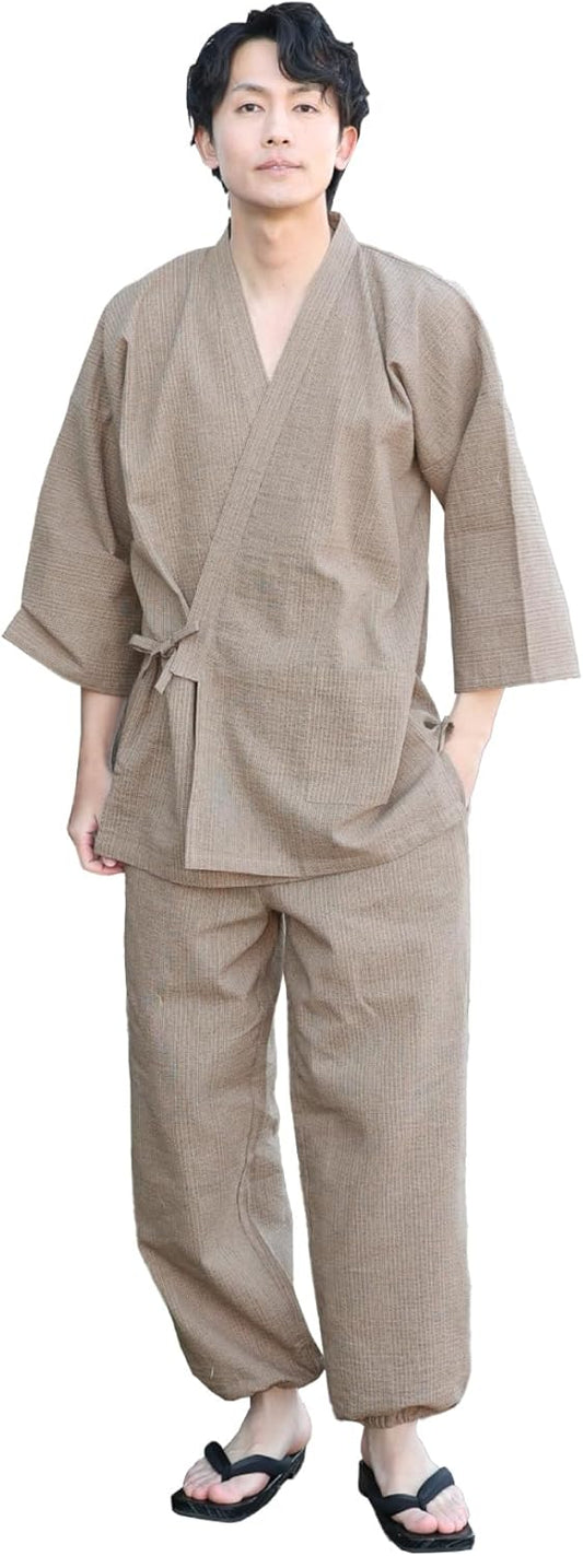 Nishiki Shijira Weave, Men's, Top and Bottom Set, 100% Cotton, Cool, Room Wear, Loungewear, Gentlemen, Japanese Pattern, Japanese Clothes, M/L/LL/3L