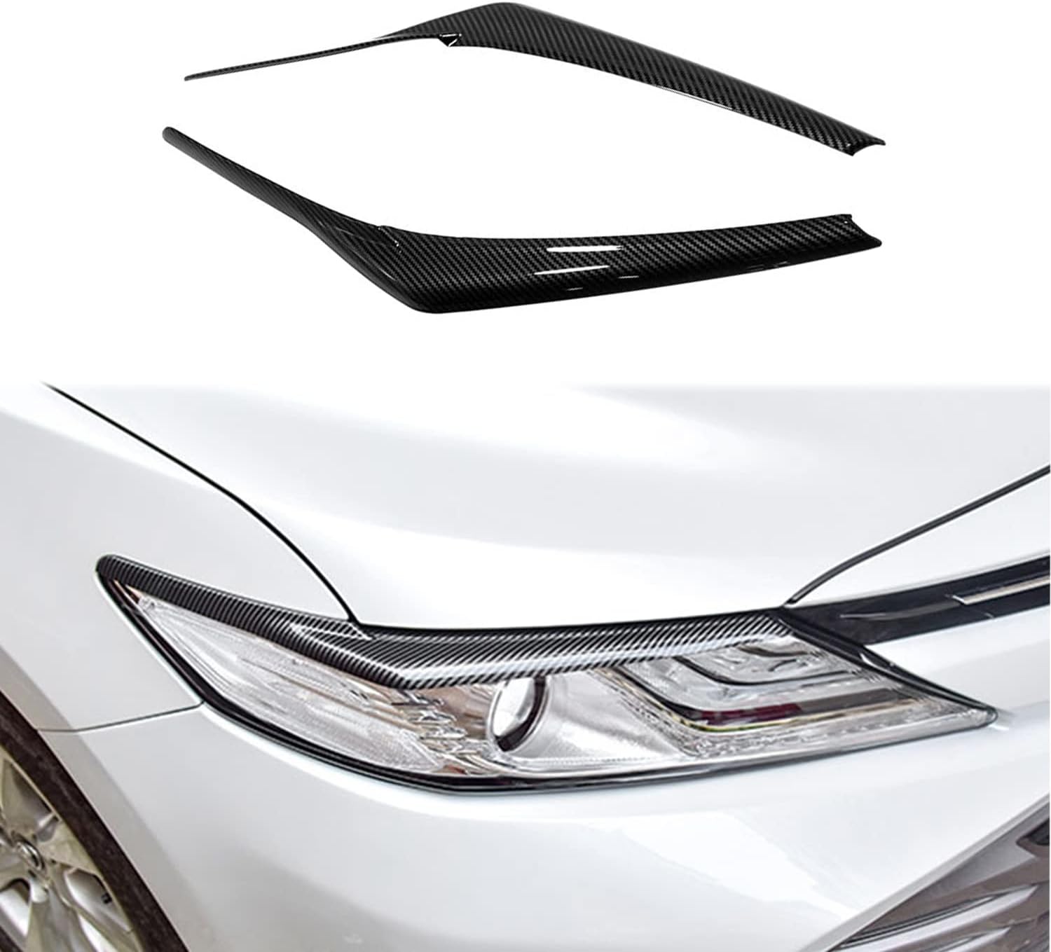 Toyota Camry 70 Series 2017.10-2020 Dedicated Front Headlight Decoration Parts, Headlamp Eyebrow Trim, Headlight Eyeline Dress Up Accessory, 2 PCS (Carbon Pattern)