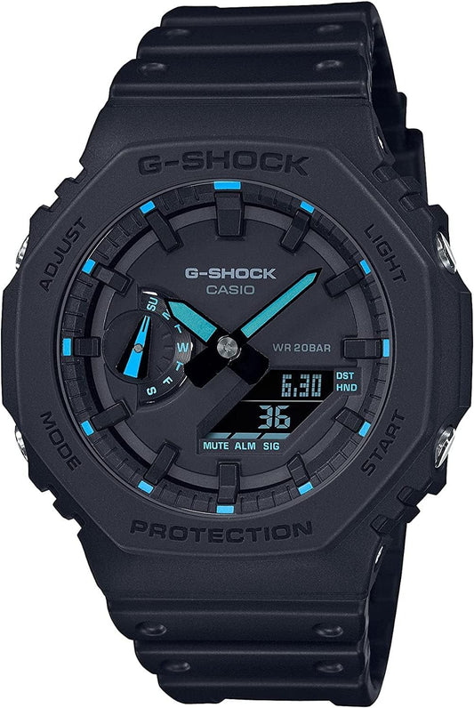 G-Shock Men's GA2100-1A2 Neon Accent Watch, Blue, Blue, blue, Digital