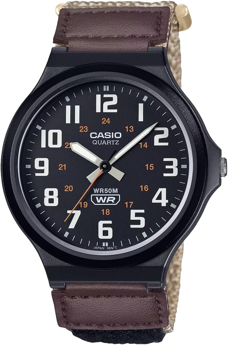 Casio MW-240 Series Standard Analog Quartz Wristwatch, No Cosmetic Box, Men's, Overseas Model, Beige Velcro MW-240B-5BV