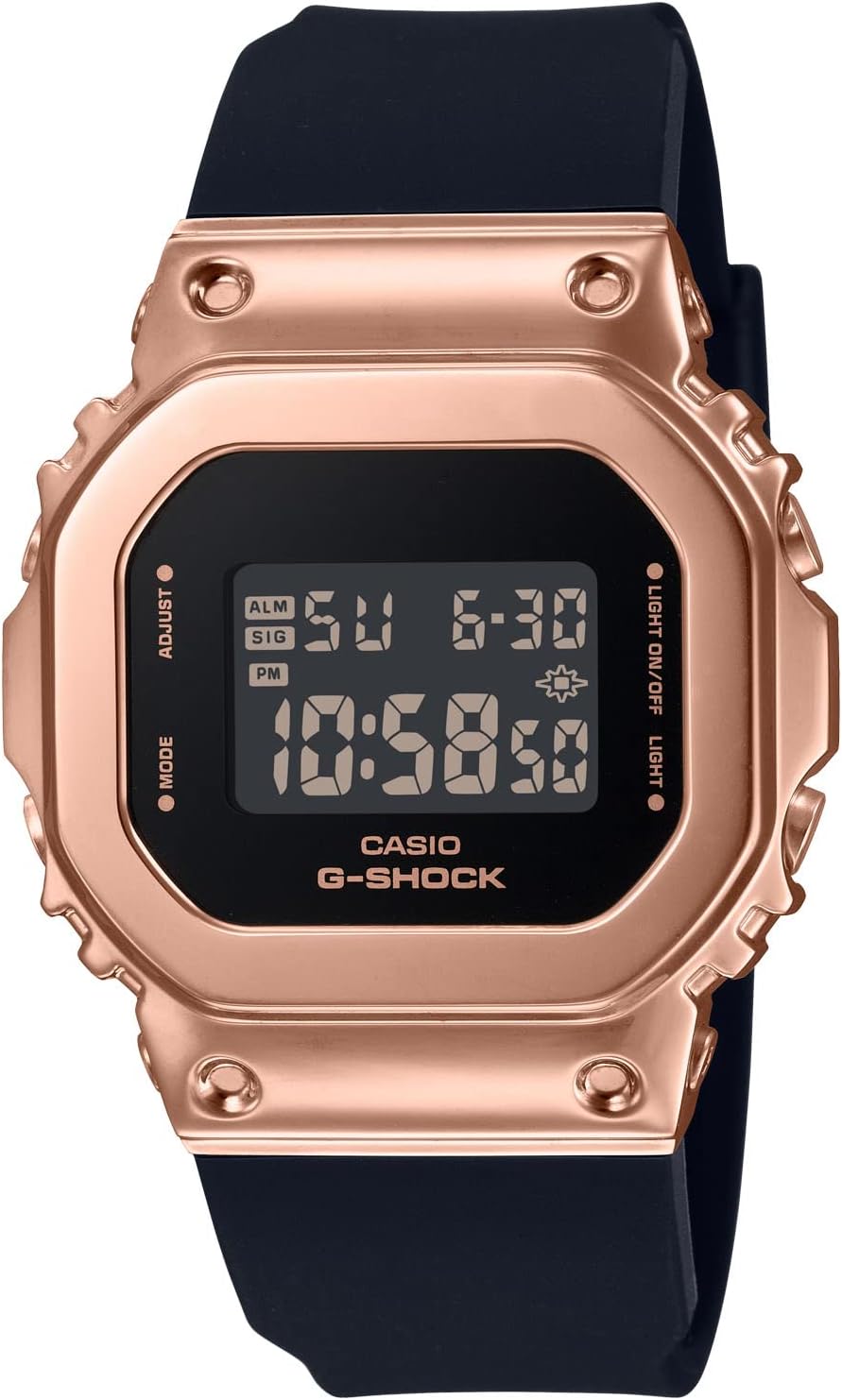Casio GM-S5600 Wristwatch, Metal Covered, Black x Pink Gold, watch