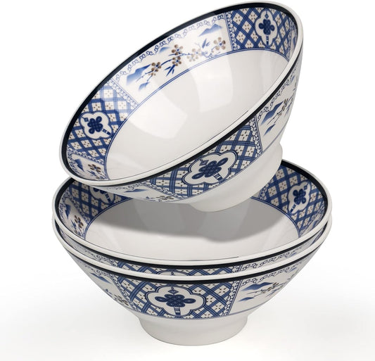 Japanese Ramen Bowl, Instant Ramen Bowl, For Udon, Buckwheat, Fo, Noodles, Breakfast, Melamine Material, Soup Bowl, Melamine Ramen Bowl, Plastic Ramen Bowl, Soup Bowl (Color: 3 sets/White, Size: 8 inches)