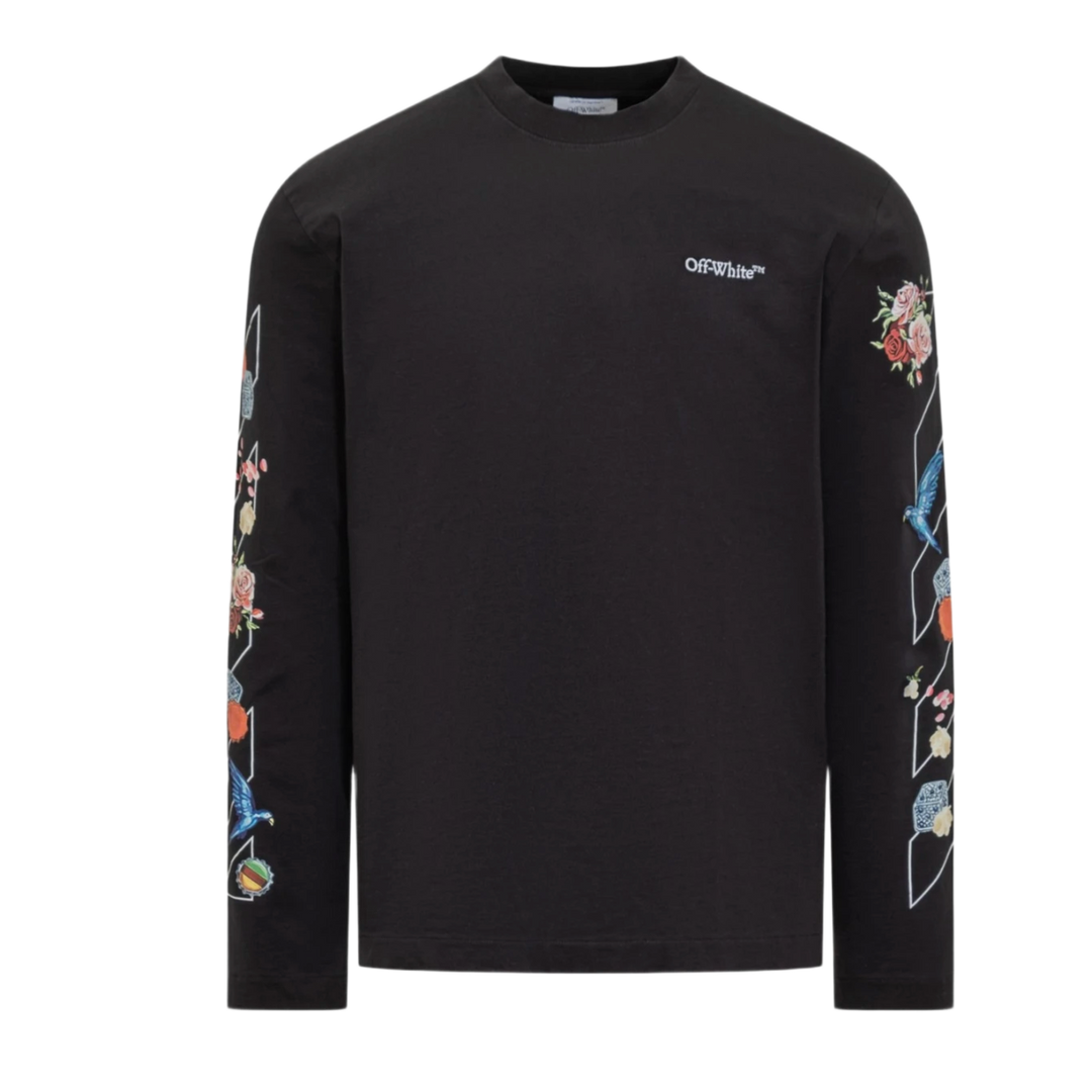 OFF-WHITE 'BLACK' FLORAL LONGSLEEVE TEE