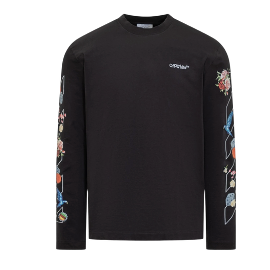 OFF-WHITE 'BLACK' FLORAL LONGSLEEVE TEE