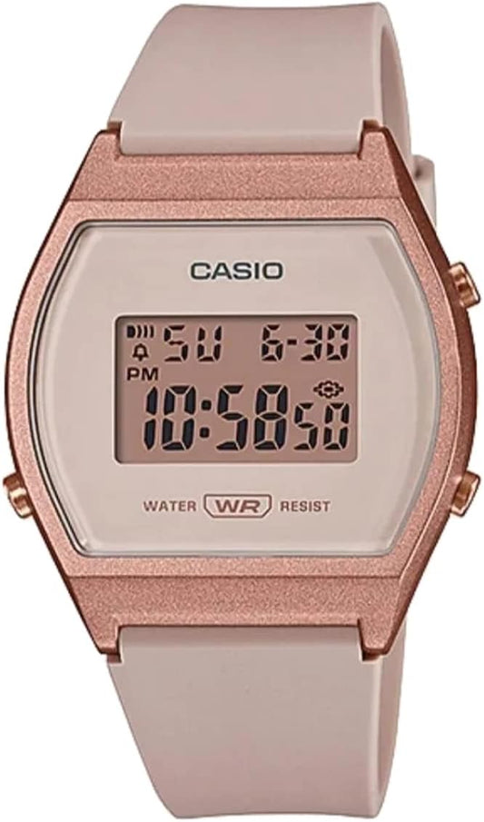 Casio LW-204 Series Standard Digital Ladies Girls Wristwatch, No Cosmetic Box, Overseas Model, Pink Beige x Rose Gold LW-204-4A