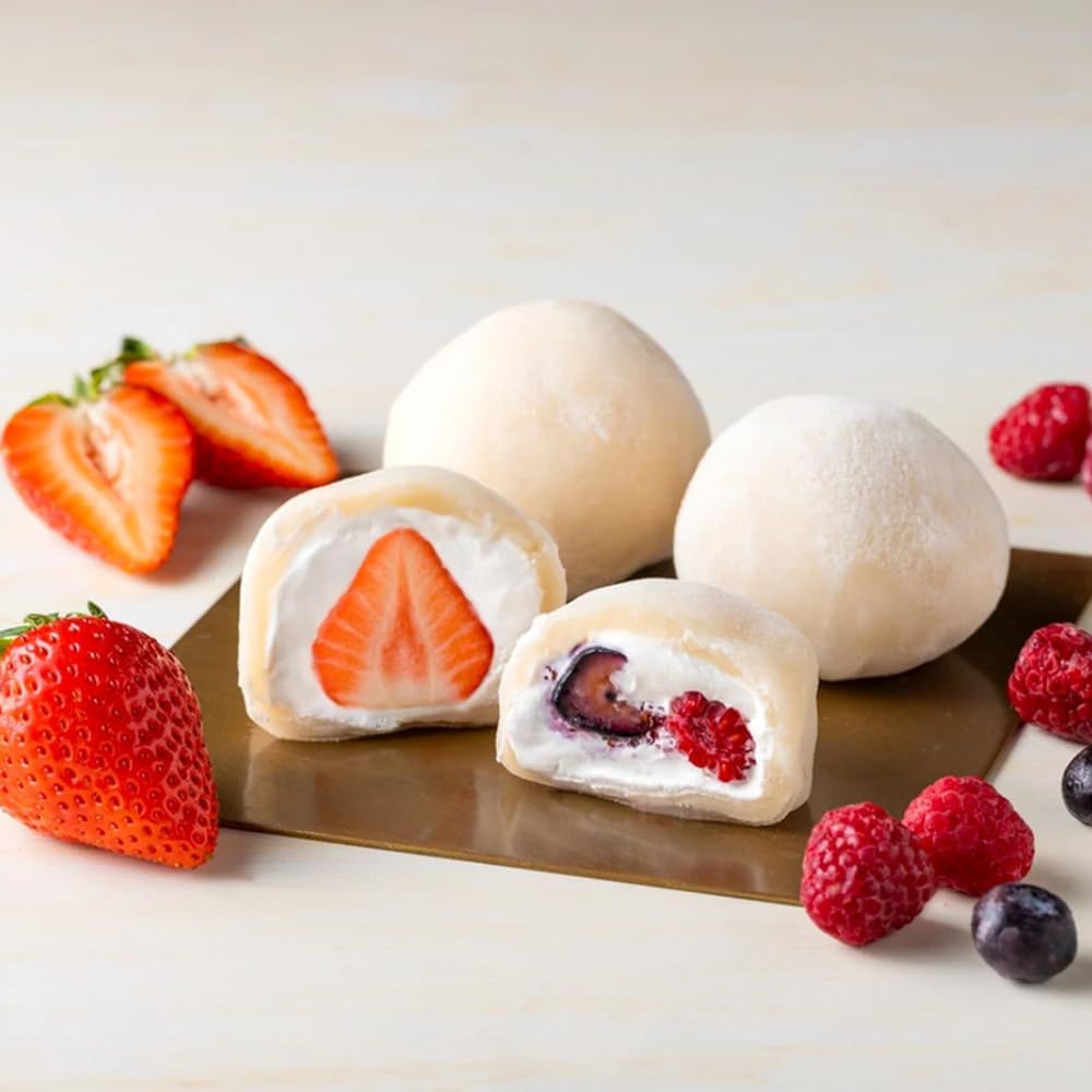 Fruit Daifuku Benseiden Official, EC Exclusive, Fluffy Cream Daifuku - Round Strawberry, Mixed Berry, Set of 2 Each; Surprise Cross-Sectional Beauty; Luxurious, Direct to the Market, Souvenir, Ordered Delicious
