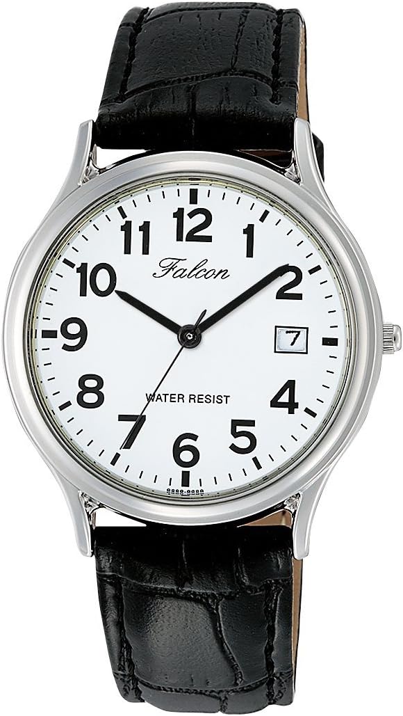 Citizen Q&Q D014-304 Men's Watch, Analog Waterproof, Date and Leather Strap, Black