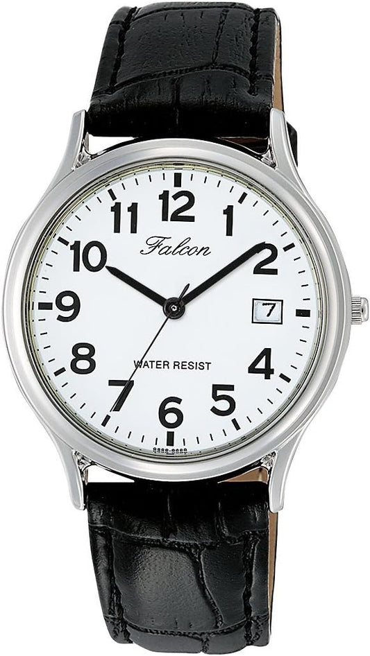 Citizen Q&Q D014-304 Men's Watch, Analog Waterproof, Date and Leather Strap, Black