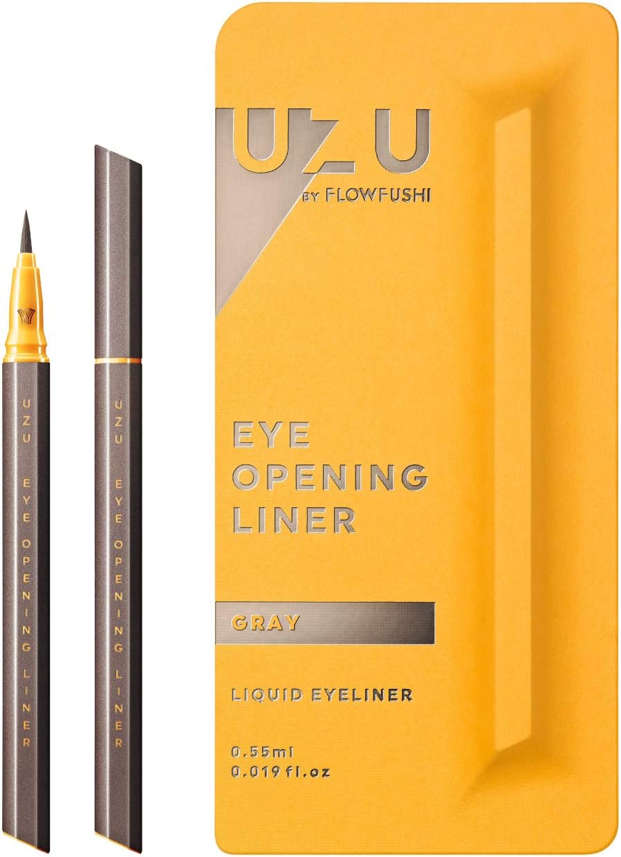 UZU By Flowfushi Eye Opening Liner, Liquid Eyeliner, Hot Water Removable, Alcohol Free, Dye Free, Hypoallergenic, Color: Gray