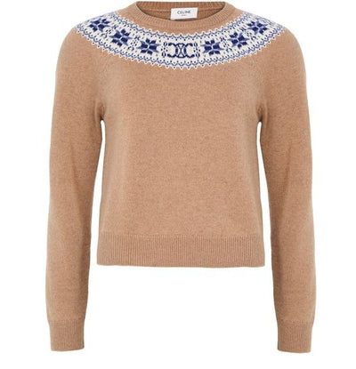 CELINE Crew neck sweater in Fair Isle cashmere