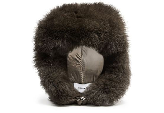 YVES SALOMON Loro Piana flannel and fox fur ushanka - Image 1