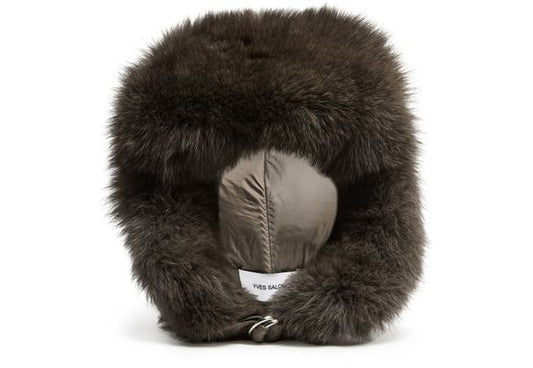 YVES SALOMON Loro Piana flannel and fox fur ushanka - Image 1