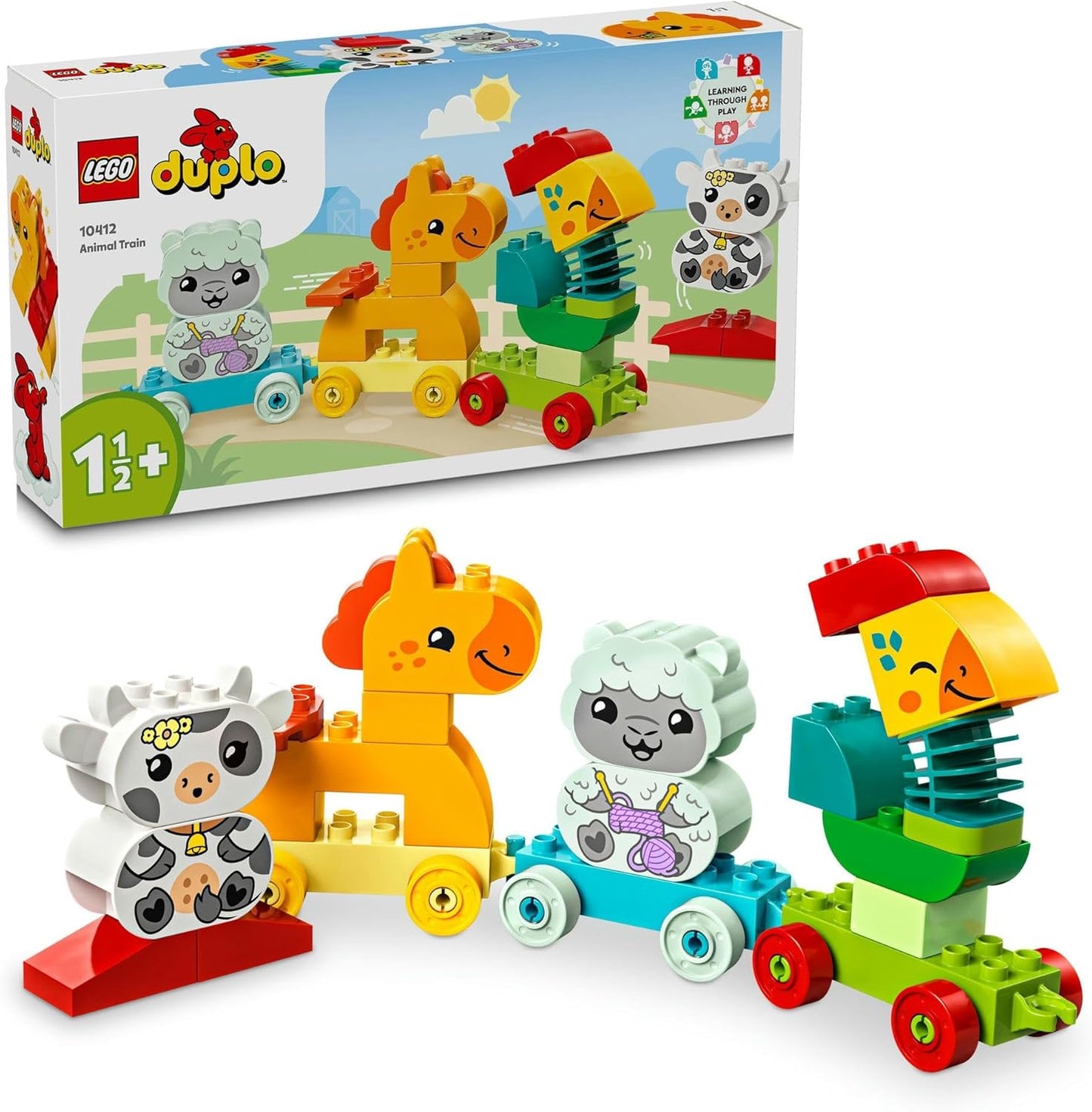 LEGO 10412 Duplo First Duplo Animal Train Toy, Present, Blocks, Toddlers, Babies, Boys, Girls, Children, 1–3 Years Old
