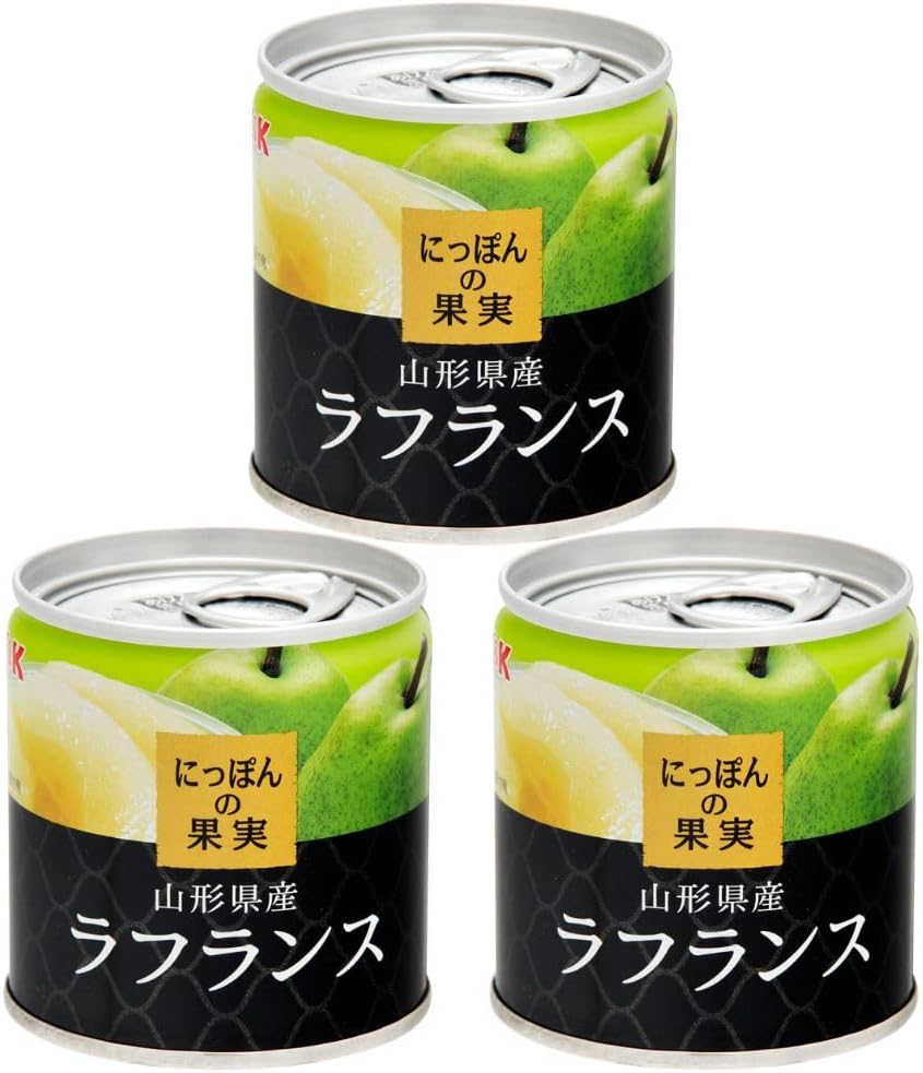 (Official) k&k Noodle Noodle Fruits, Produced in Yamagata Prefecture, LaFrance, 6.7 oz (195 g) x 3, Canned Fruits, Made in Japan