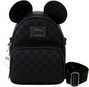 Mochila mini convertible con textura a cuadros de Mickey Mouse de Loungefly y bolso cruzado