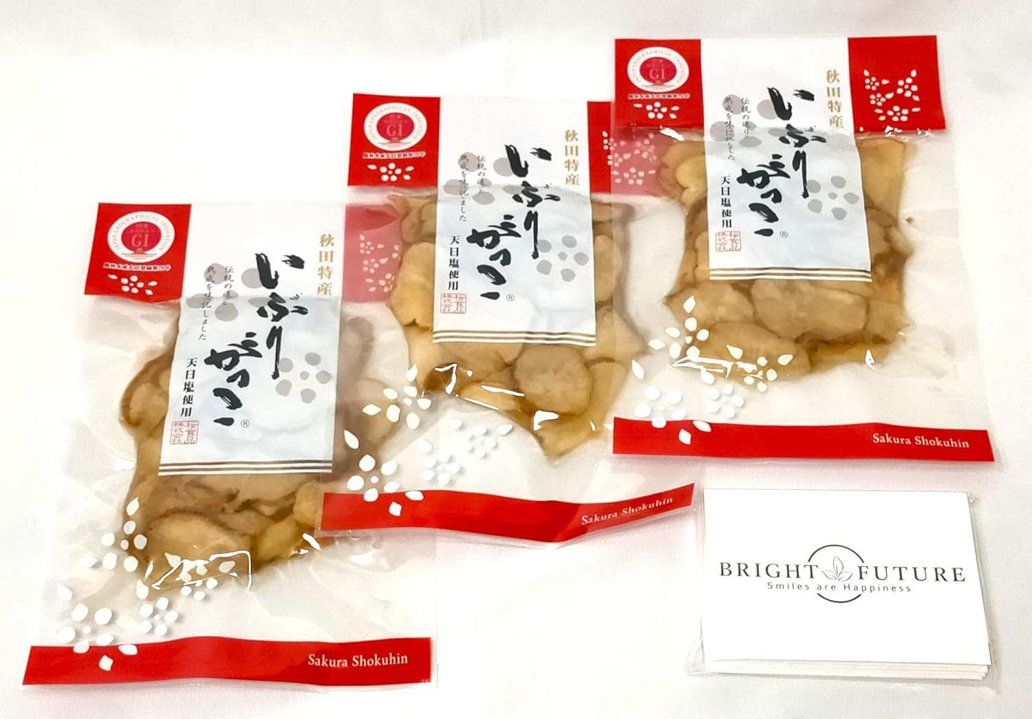 Sakura Foods Akita Specialty Iburigakko Slice Pickles Made with Sun-dried Salt 3 Bags Bulk Purchase with Tissue