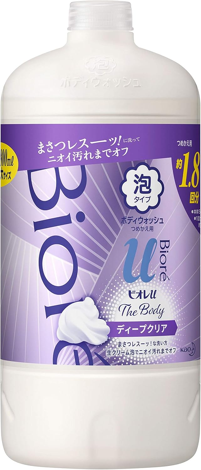 Biore U The Body Foaming Type Deep Clear Herbal Fresh Scent Refill 27.7 fl oz (800 ml) High Lubrication Formula Raw Foam Body Soap Refreshing Herbal Fresh Scent Refill