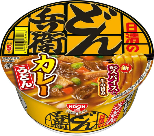 Donbee Curry Udon Noodles (Fragrant Spices and Beef Flavor), Nissin Foods Cup Noodles, 3.3 oz (86 g) x 12 Packs