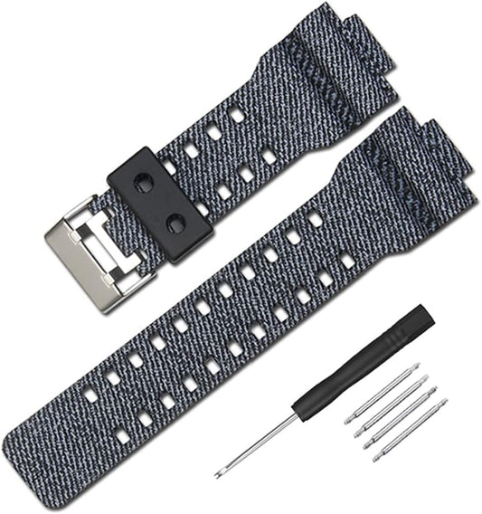Watch Band, Mounting Width 0.6 inches (16 mm), Striped Pattern, Casio G Shock Compatible, Waterproof, Replacement Strap, G-8900A, GW-8900A, GA-110, GA-100, GD-100, GD-110