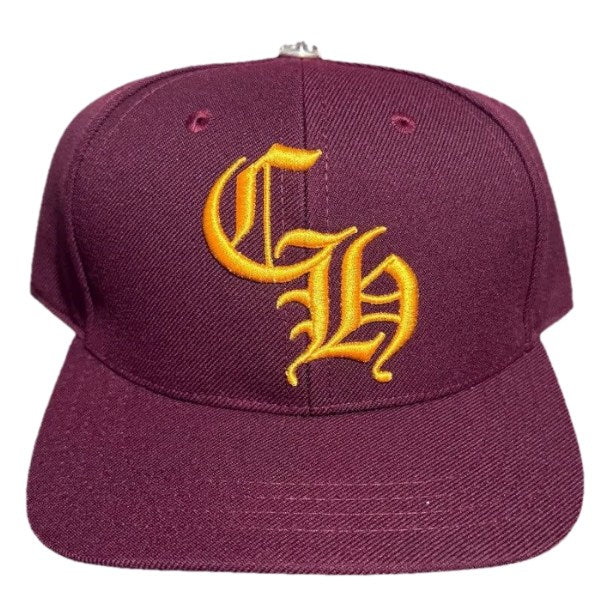 CHROME HEARTS 'MAROON/YELLOW' 6 PANEL MAROON BASEBALL HAT