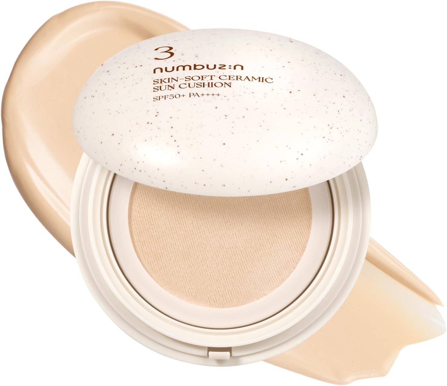 Numbuzin Natural No. 3 No Funde Ceramic Skin Tone Up Cushion SPF 50+PA++++ 0.7 oz (20 g) | Makeup Base Korean Cosmetics Korean Makeup Base UV Care Sunscreen