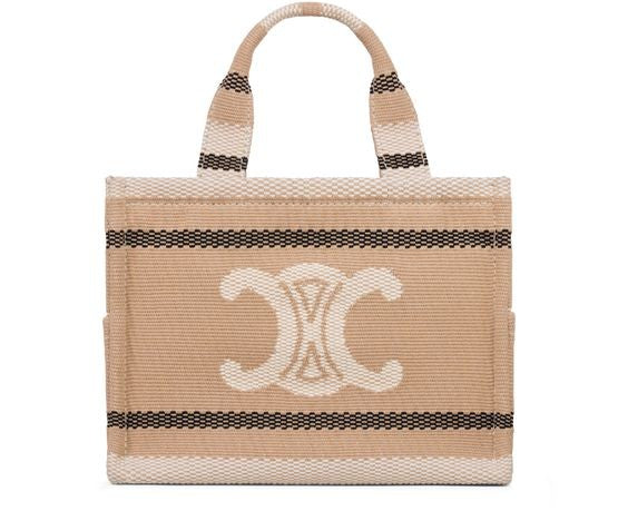 CELINE Small cabas Thais in striped textile with Triomphe - Image 1