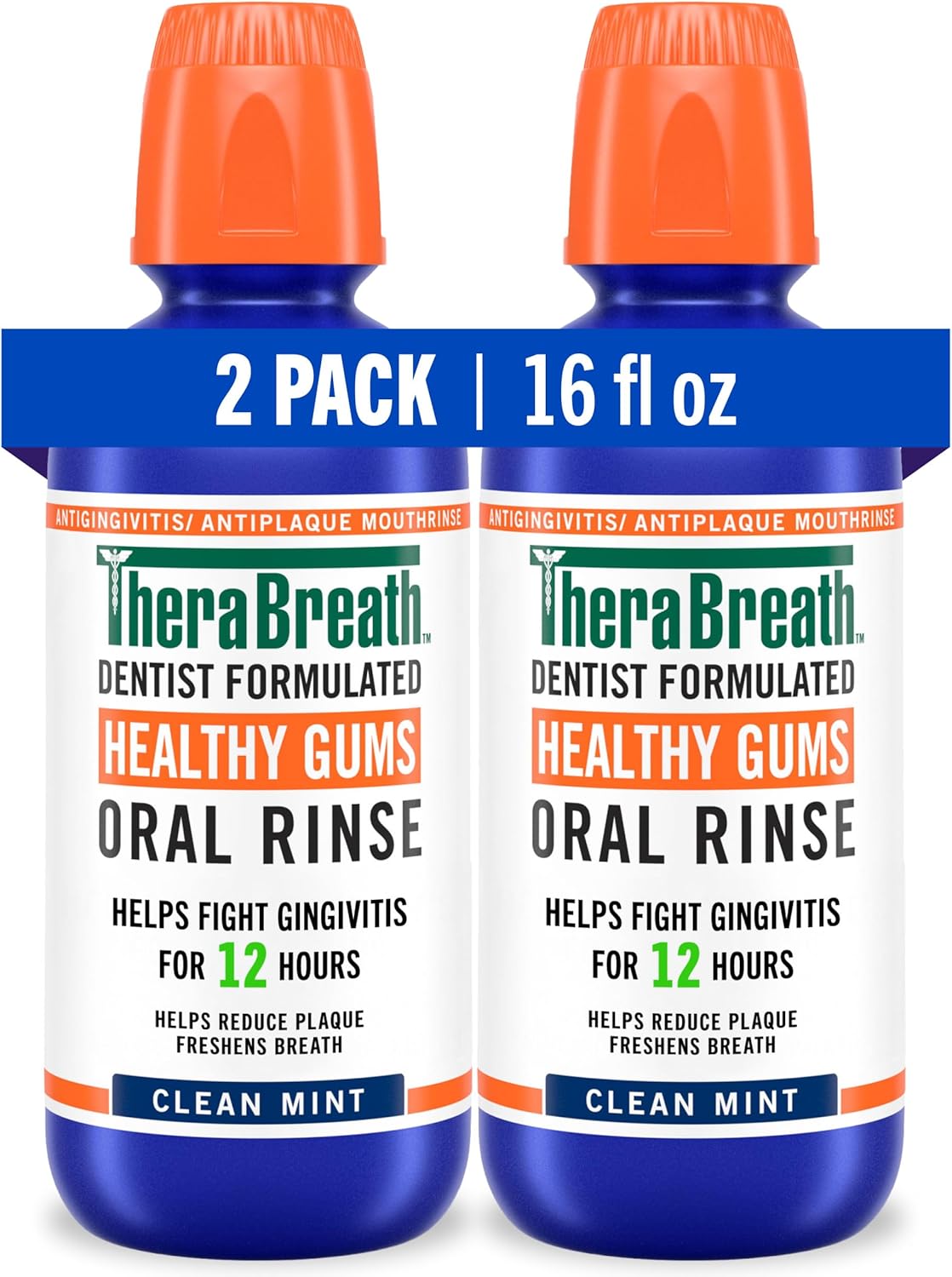 TheraBreath , Encías saludables, periodontistas de 24 horas, formulada enjuague oral de CPC, menta limpia, 16 fl oz (paquete de 2)