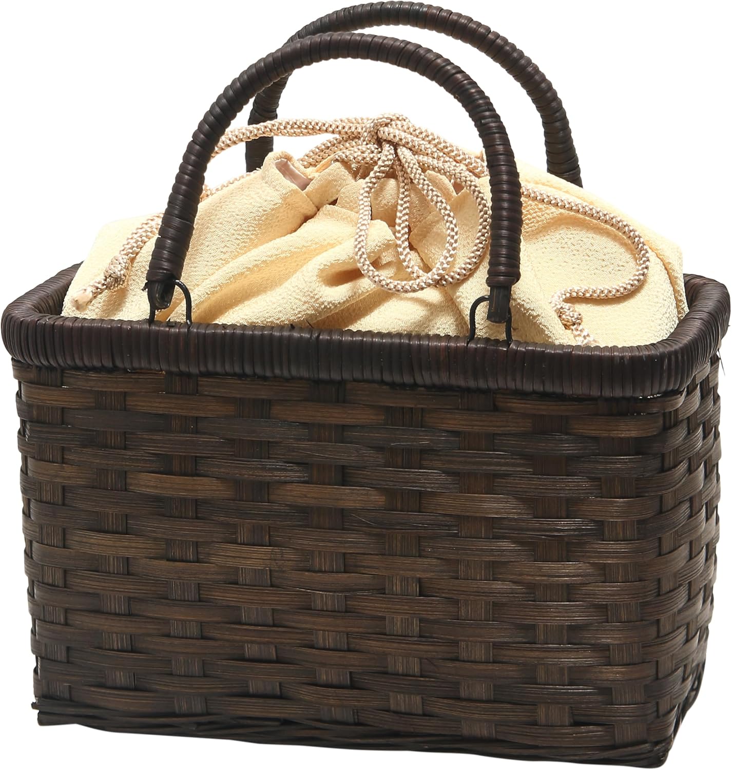Hasegawa Women's Bamboo Hamper Yukata Basket Bag, Removable Drawstring