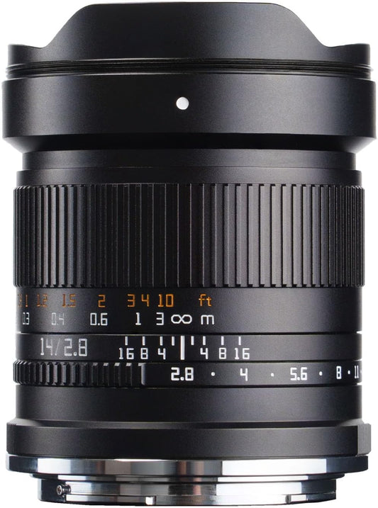 TTARTISAN 0.6 inch (14 mm) F2.8 Full Size Ultra Wide Angle Single Focus Lens 114° Angle of View Large Aperture Manual Focus Lens, Ideal for Starry Sky Landscapes Architecture Travel Street Photography