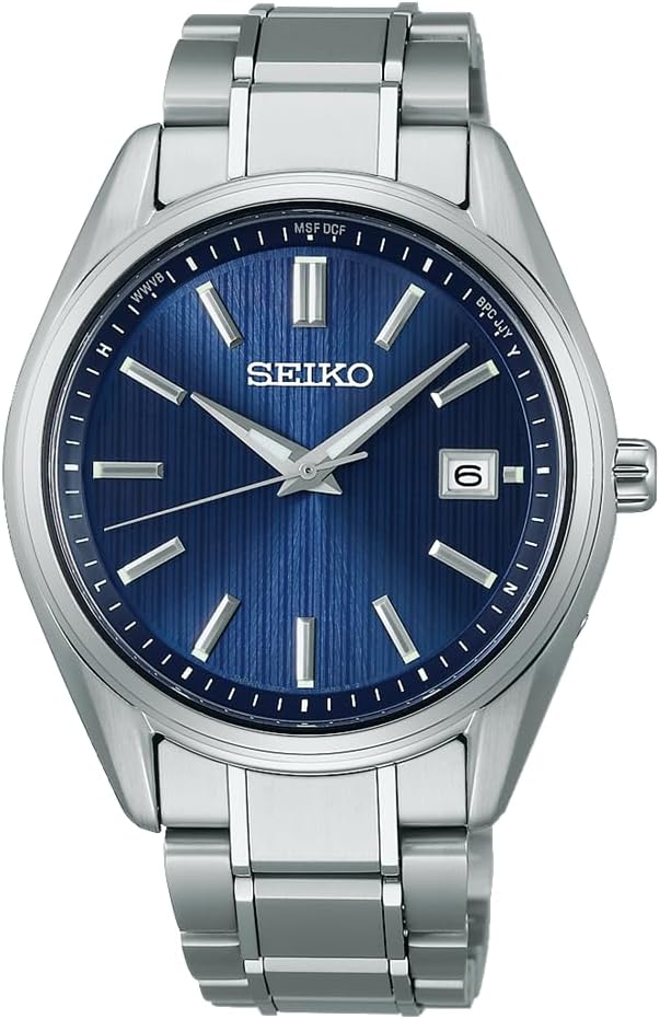 Seiko Selection S-Series Titanium Solar Radio Watch, silver/blue, 1 piece, Bracelet Type