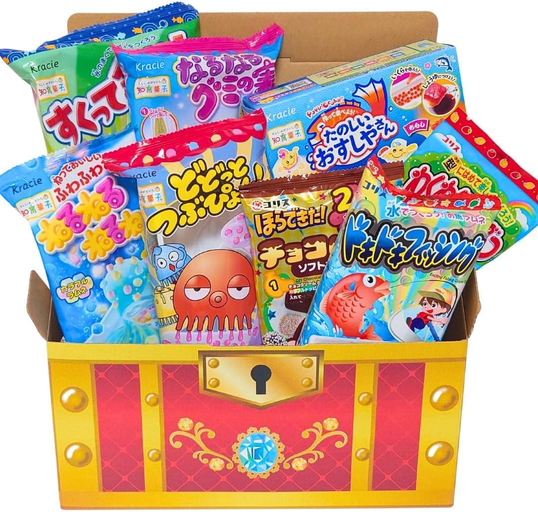 【10-Piece Assorted Making Snacks Set】 Set Classé Koris Meiji Chewing Gum, etc. Educational Snacks, Food Toys, Gift, Present, Prize, Christmas, Pixychemo Treasure Box (Kingdom)