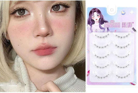 5 Pairs Korean Lower Eyelashes 3D Natural Look Comic Eyelashes with Soft Transparent Band Tie Short Lower Eyelashes Cosplay Anime Eyelashes Little Devil Eyelashes Beauty Eye Extension Tool