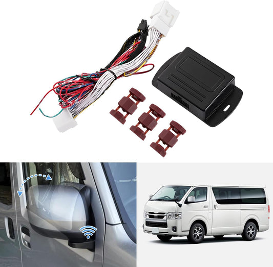Toyota Hiace 200 Series Keyless Interlocking Door Mirror, Automatic Storage Unit, 4 Type, 5, 6, 7, 8, Regius Ace, April 2022 and Up Exclusive Door Mirror Kit, Electric Storage, Auto Open/Close,